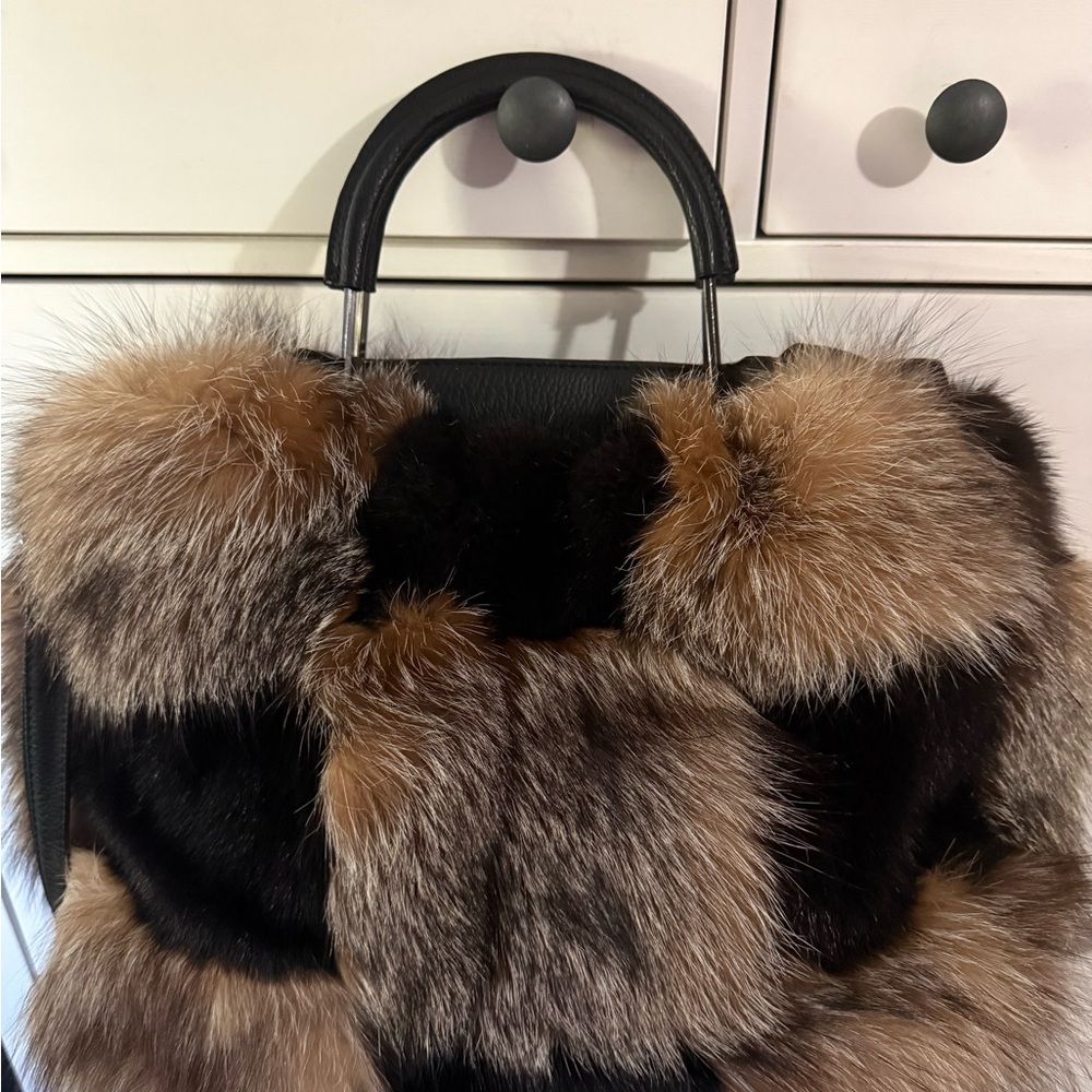 Real Fox fur mink satchel NEW